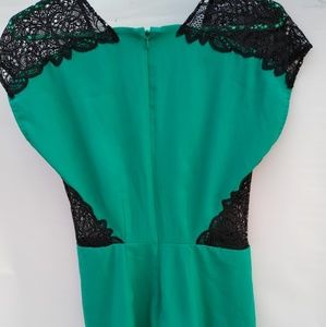 Turquoise and black Bebe romper
